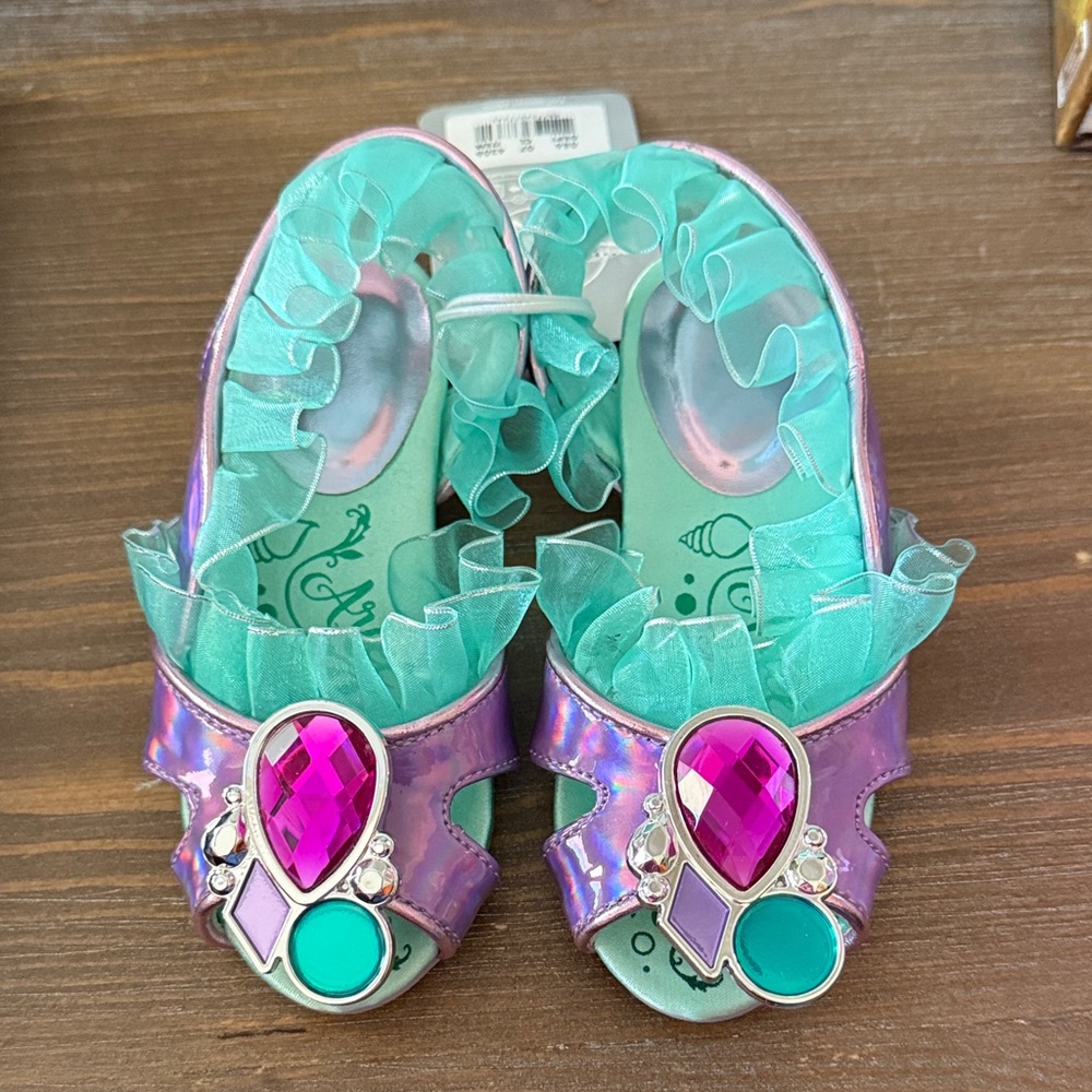 Disney Princess Iridescent Jeweled Ruffled Dress Sandals Teal & Purple Ages 2+
